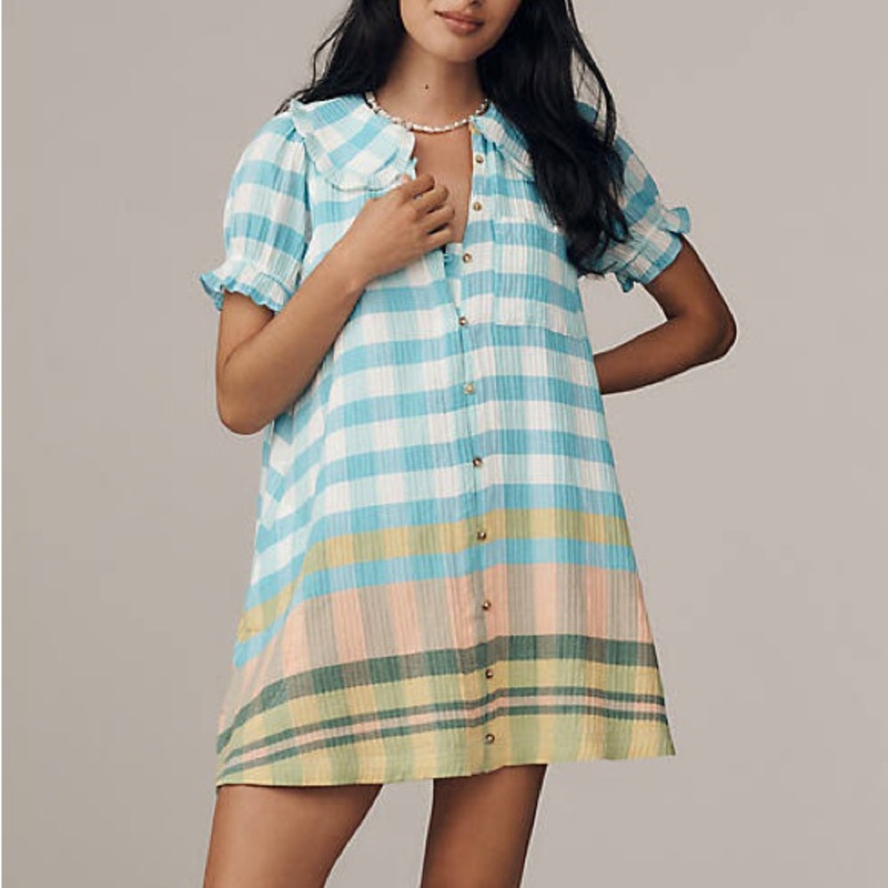 Pilcro Blue and Yellow Plaid Dress